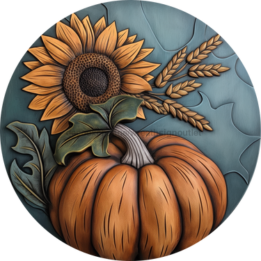 Fall Sign Pumpkin Dco-01756 For Wreath 10’ Round Metal